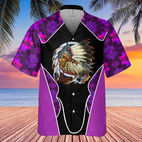 Powwow StoreGBHW000534 Tribe Design Native American Hawaiian Shirt 3D