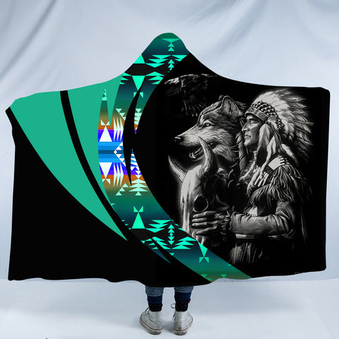 HDB00145 Pattern Native American Design Hooded Blanket