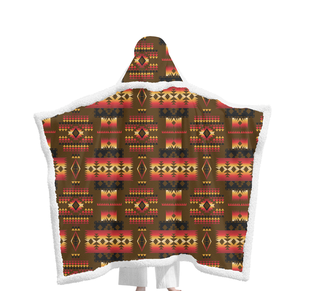 GB-NAT00046-08 Pattern Native Wearable Hooded Blanket
