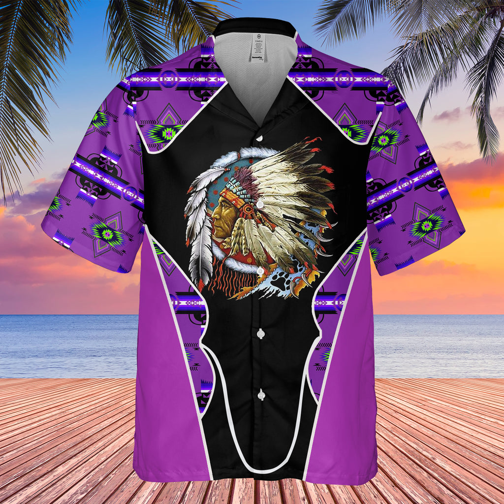 Powwow StoreGBHW000538 Tribe Design Native American Hawaiian Shirt 3D