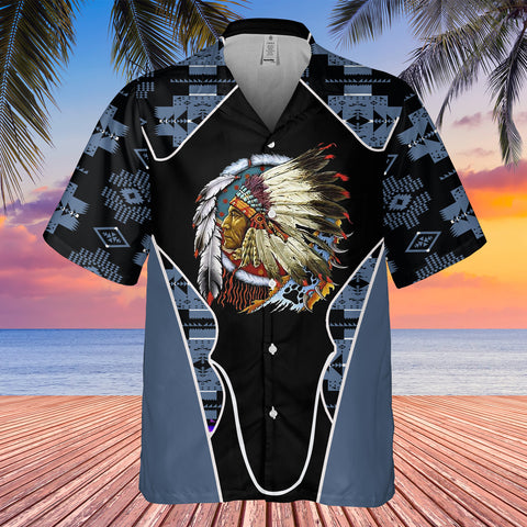 Powwow StoreGBHW000542 Tribe Design Native American Hawaiian Shirt 3D