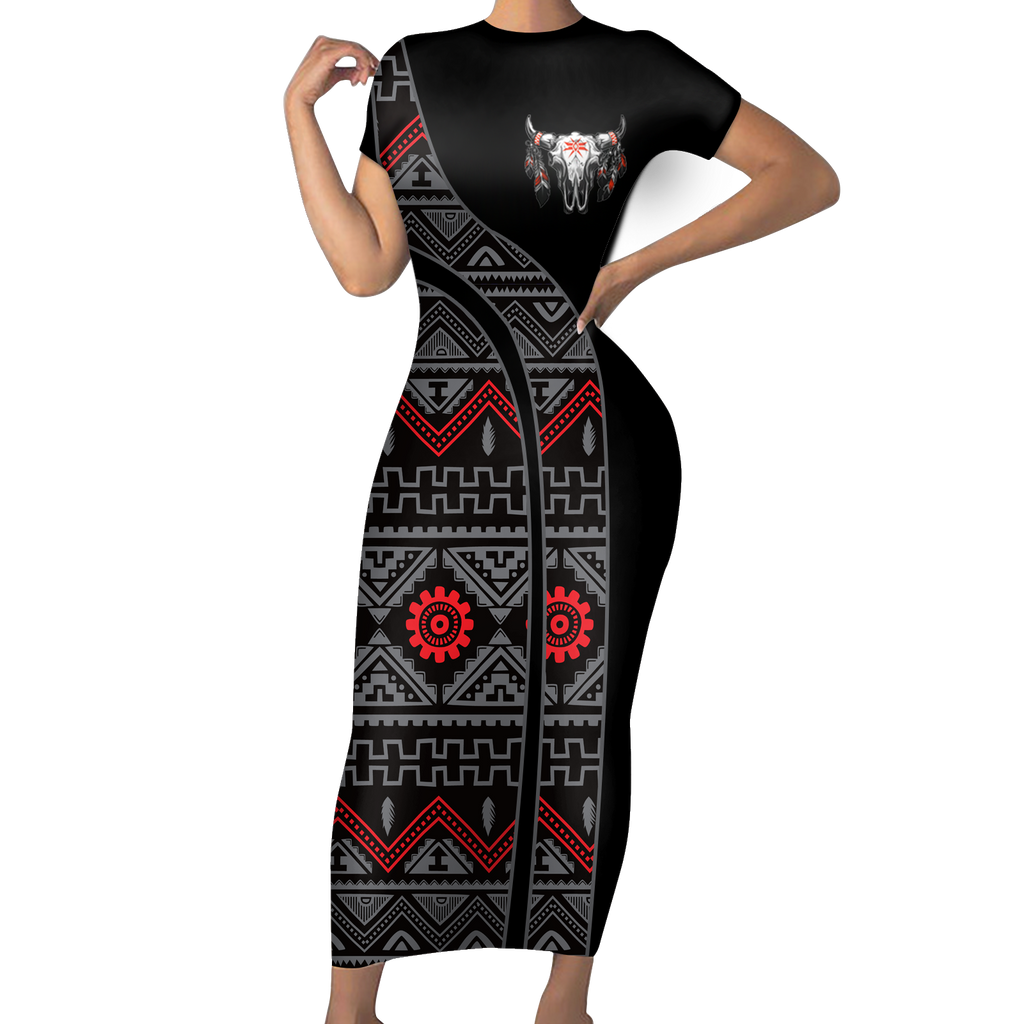 Powwow StoreSBD00113 Pattern Native ShortSleeved Body Dress