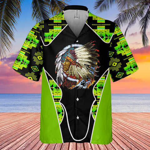 Powwow StoreGBHW000551 Tribe Design Native American Hawaiian Shirt 3D