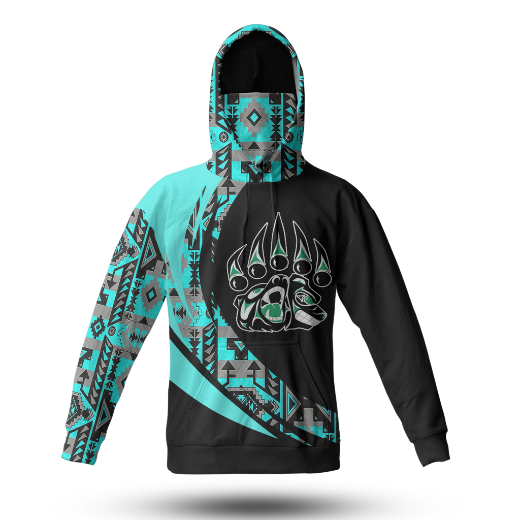 Powwow StoreHWM0051 Pattern Tribal Native 3D Hoodie With Mask