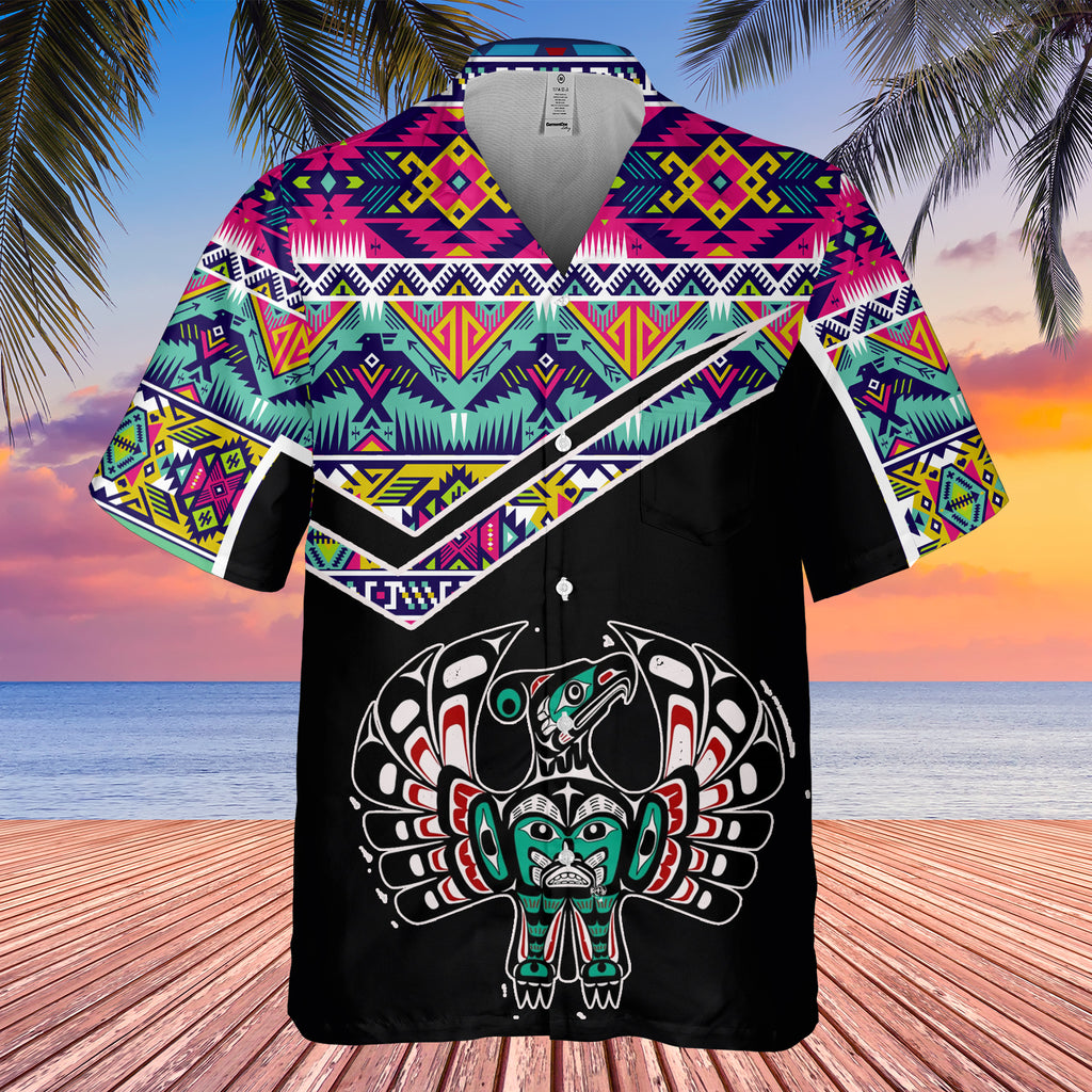 Powwow StoreGBHW000553 Tribe Design Native American Hawaiian Shirt 3D