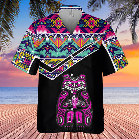 Powwow StoreGBHW000555 Tribe Design Native American Hawaiian Shirt 3D