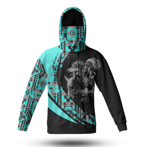 Powwow StoreHWM0052 Pattern Tribal Native 3D Hoodie With Mask