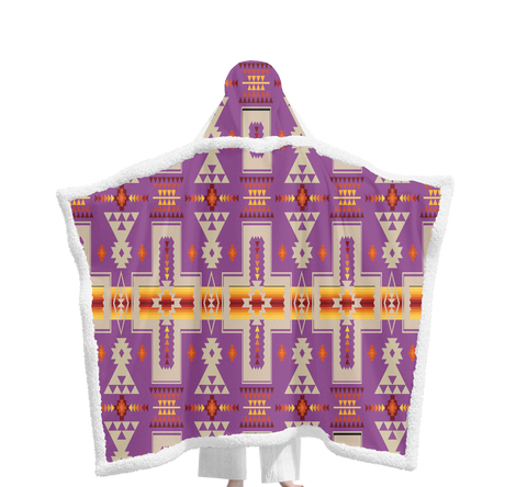 GB-NAT00062-07 Pattern Native Wearable Hooded Blanket