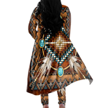 GB-NAT00023-04 Tribe Design Native American Cardigan Coat Long Pant Set