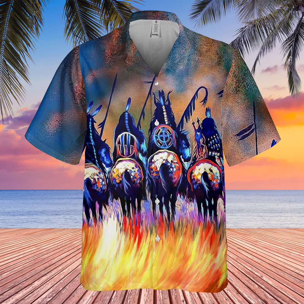 GB-NAT00013 5 Warriors Native American Hawaiian Shirt 3D