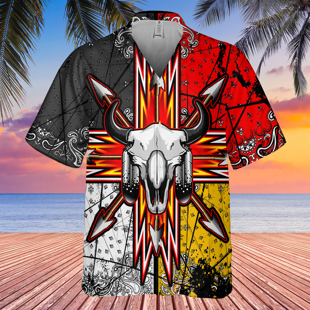 GB-NAT00074 Bison Arrow Native American Hawaiian Shirt 3D