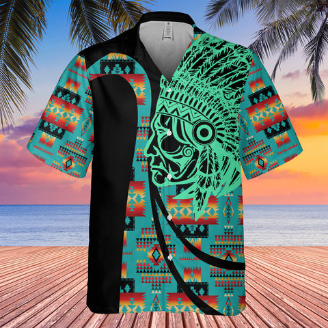 Powwow StoreGBHW000572 Tribe Design Native American Hawaiian Shirt 3D