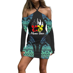 Powwow Store3WDSGA0600029 Pattern Native Women’s Stacked Hem Dress With Short Sleeve