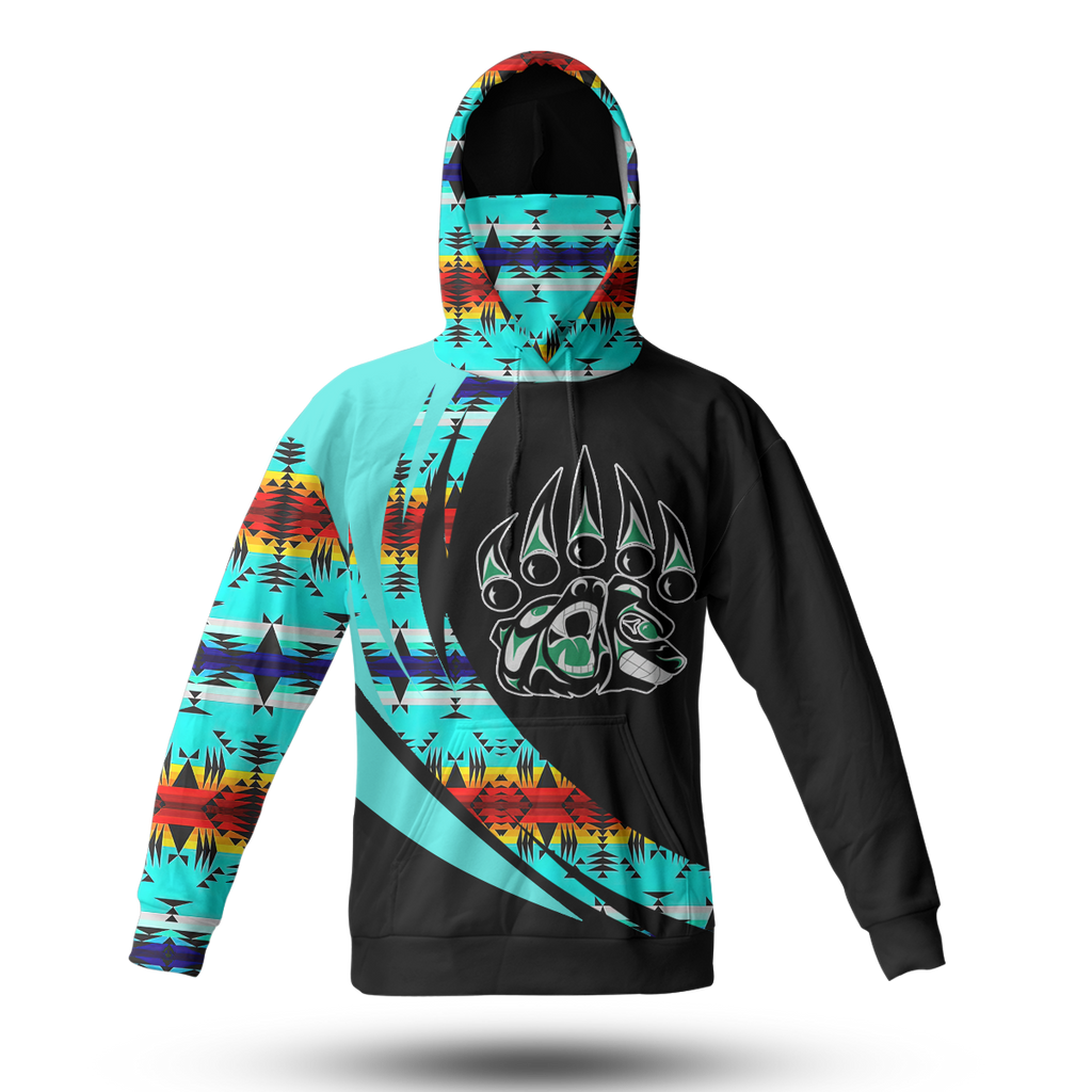 Powwow StoreHWM0053 Pattern Tribal Native 3D Hoodie With Mask