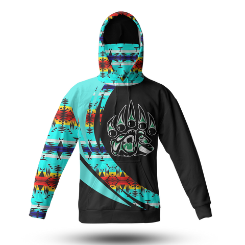 Powwow StoreHWM0053 Pattern Tribal Native 3D Hoodie With Mask