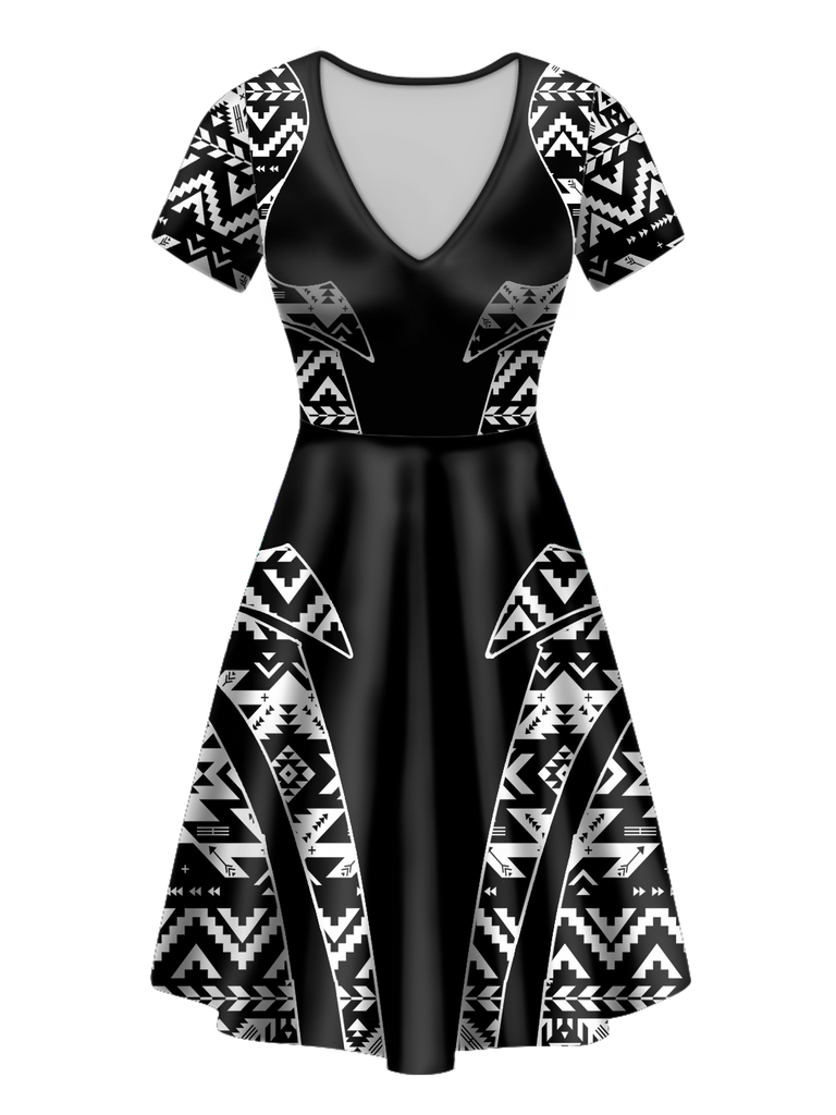 V-ND0060 Pattern Native V-Neck Dress