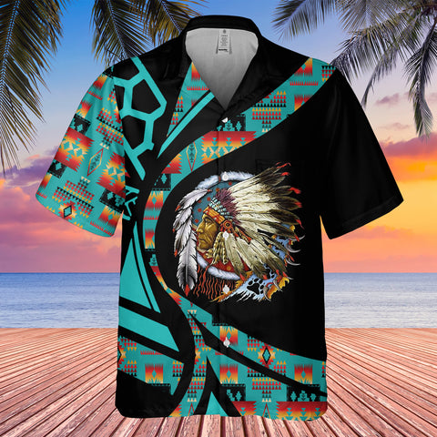 Powwow StoreGBHW001087 Tribe Design Native American Hawaiian Shirt 3D