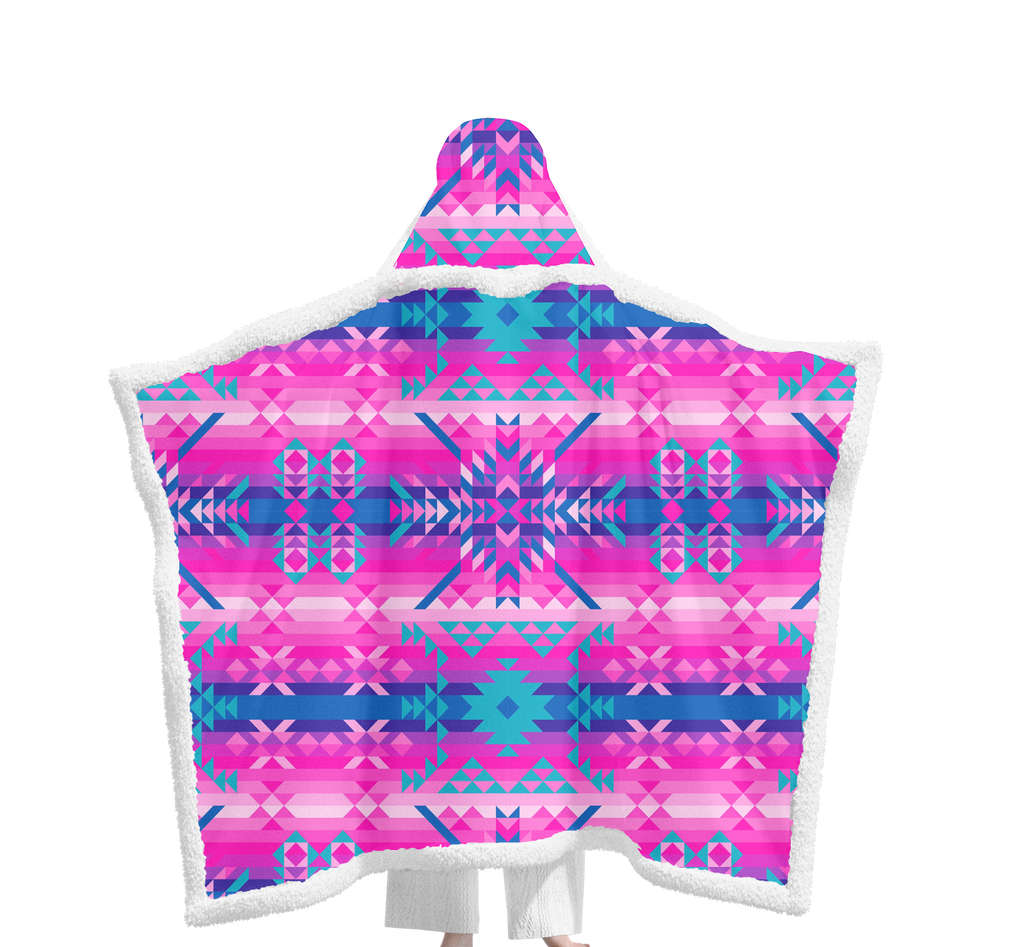 Powwow StoreGBNAT00630 Pattern Native Wearable Hooded Blanket