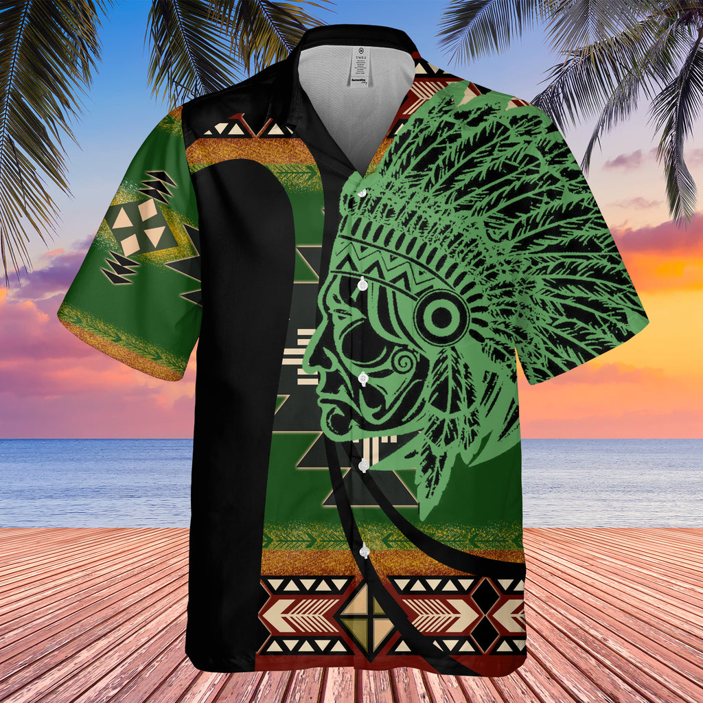 Powwow StoreGBHW000581 Tribe Design Native American Hawaiian Shirt 3D