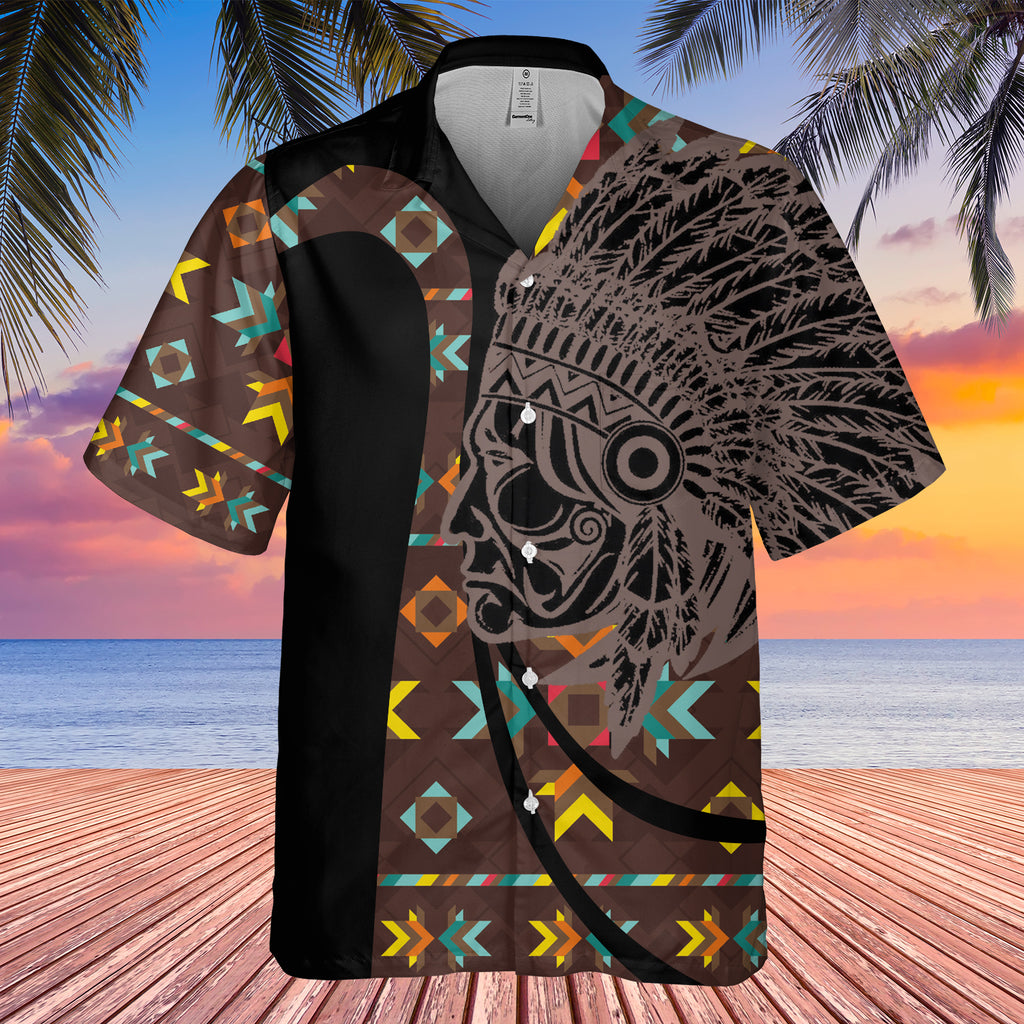 Powwow StoreGBHW000584 Tribe Design Native American Hawaiian Shirt 3D