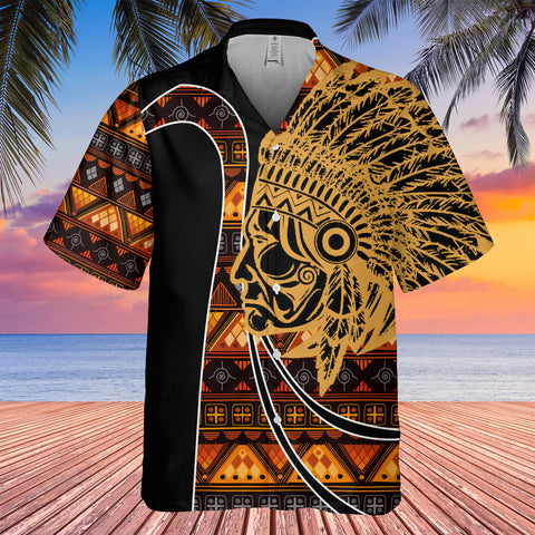 Powwow StoreGBHW000585 Tribe Design Native American Hawaiian Shirt 3D