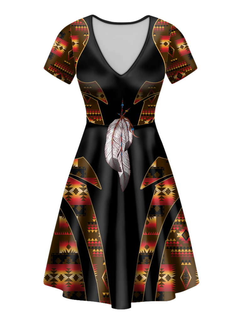 Powwow StoreVND0085 Pattern Native VNeck Dress