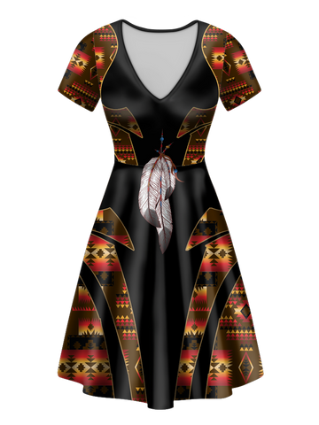 V-ND0085 Pattern Native V-Neck Dress