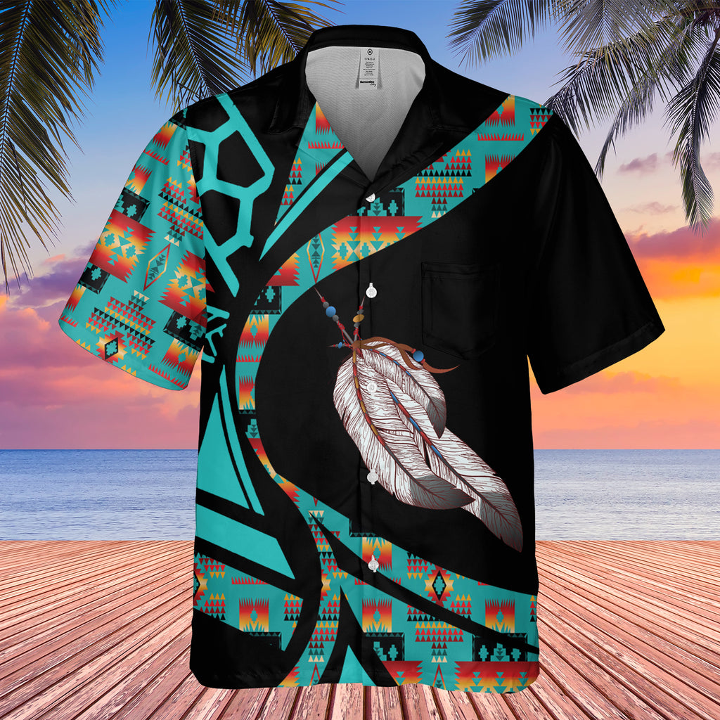 Powwow StoreGBHW001088 Tribe Design Native American Hawaiian Shirt 3D