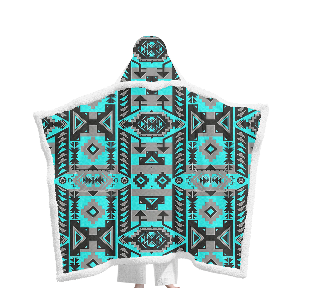 GB-NAT00626 Pattern Native Wearable Hooded Blanket