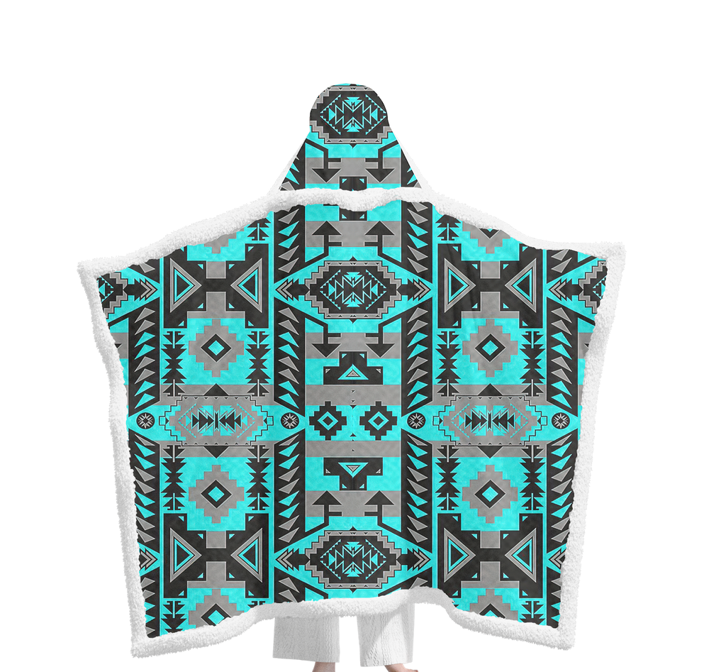 Powwow StoreGBNAT00626 Pattern Native Wearable Hooded Blanket