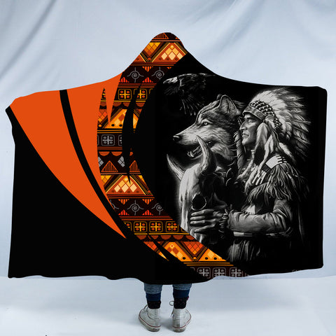 HDB00152 Pattern Native American Design Hooded Blanket