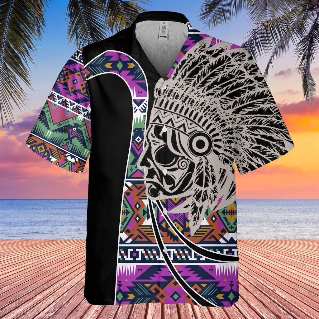 Powwow StoreGBHW000594 Tribe Design Native American Hawaiian Shirt 3D