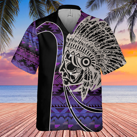 Powwow StoreGBHW000595 Tribe Design Native American Hawaiian Shirt 3D