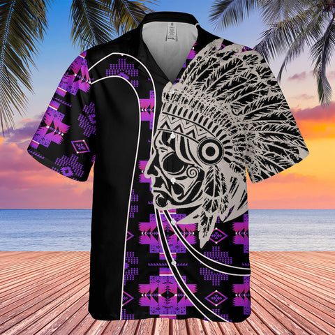 Powwow StoreGBHW000596 Tribe Design Native American Hawaiian Shirt 3D