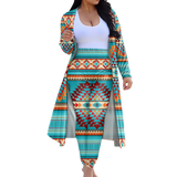 Powwow StoreGBNAT0008702 Tribe Design Native American Cardigan Coat Long Pant Set