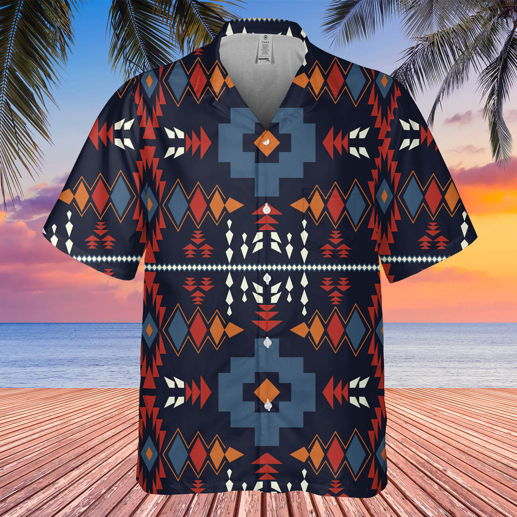 Powwow StoreGBHW000601 Tribe Design Native American Hawaiian Shirt 3D