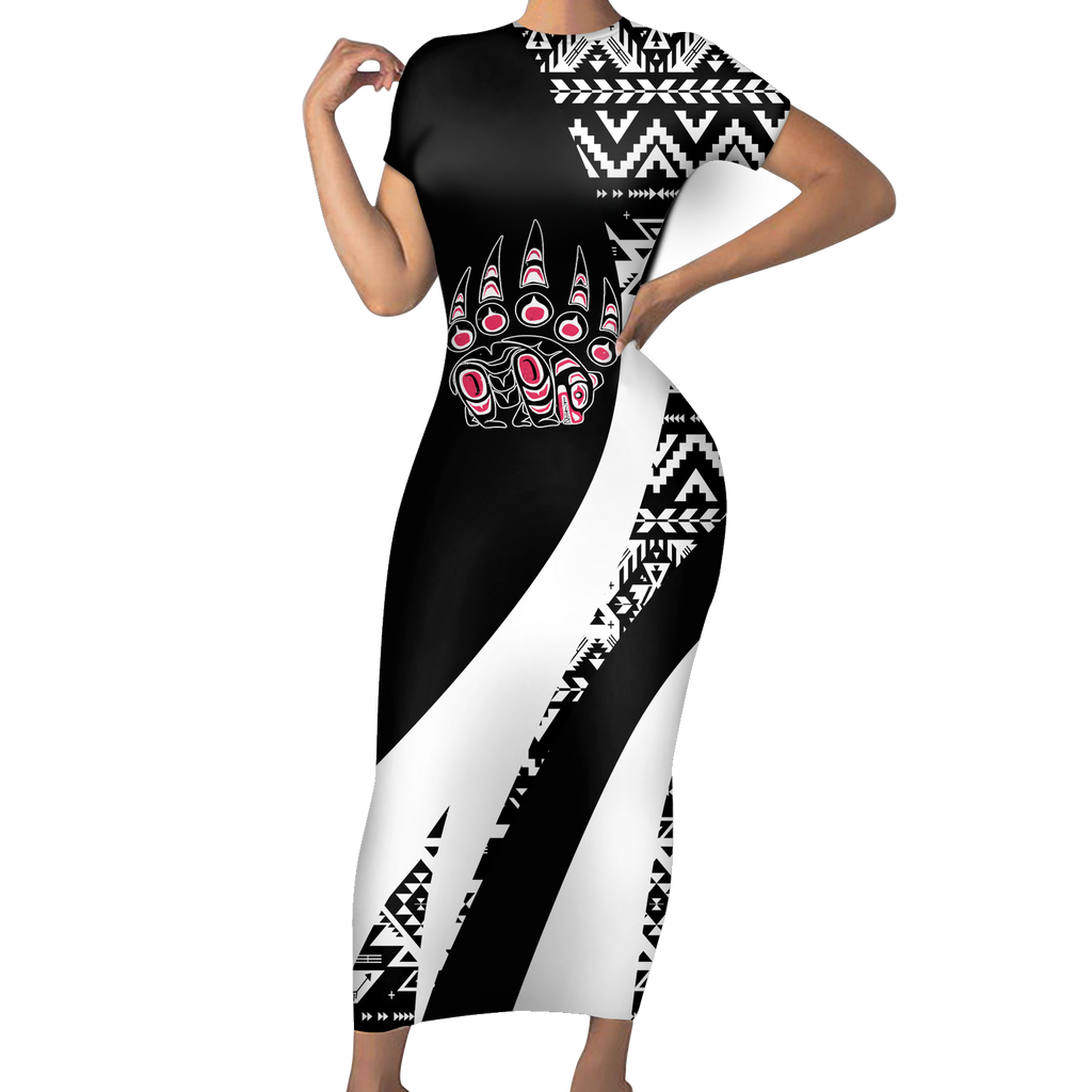 Powwow StoreSBD00171 Pattern Native ShortSleeved Body Dress