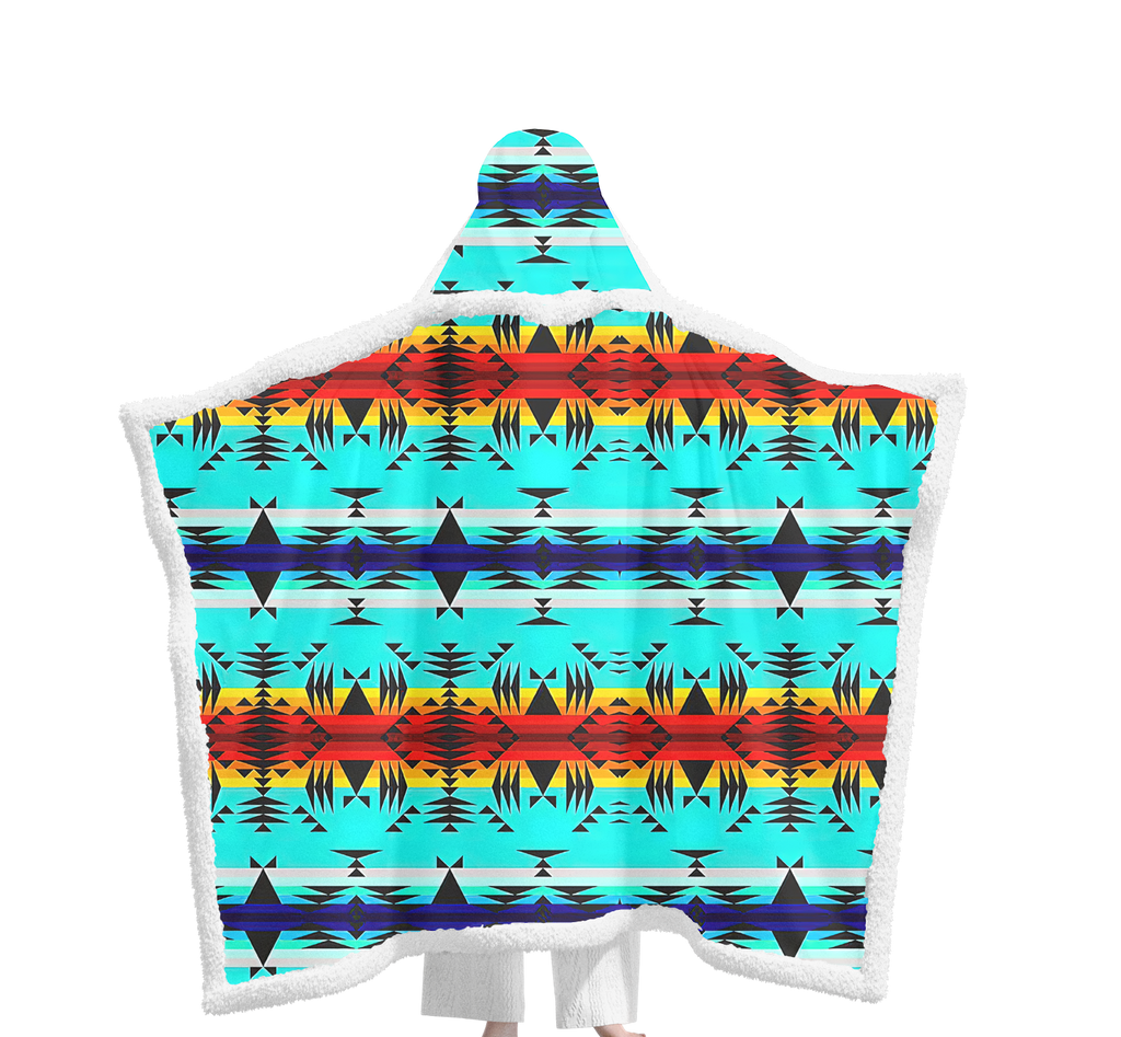 Powwow StoreGBNAT00631 Pattern Native Wearable Hooded Blanket