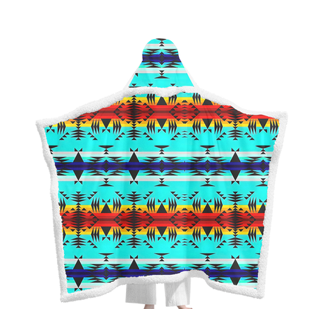 GB-NAT00631 Pattern Native Wearable Hooded Blanket
