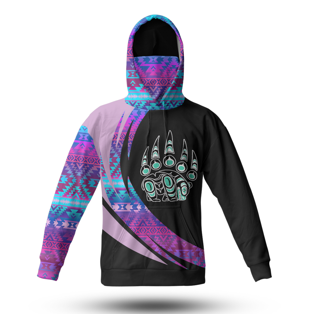 Powwow StoreHWM0057 Pattern Tribal Native 3D Hoodie With Mask