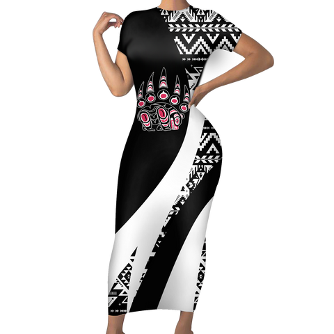 Powwow StoreSBD00171 Pattern Native ShortSleeved Body Dress