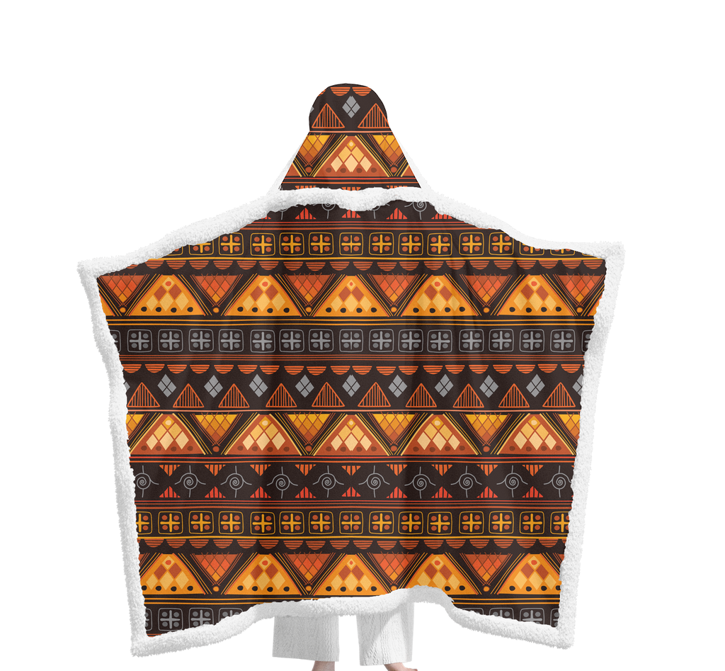 Powwow StoreGBNAT00644 Pattern Native Wearable Hooded Blanket