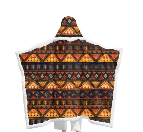 GB-NAT00644 Pattern Native Wearable Hooded Blanket