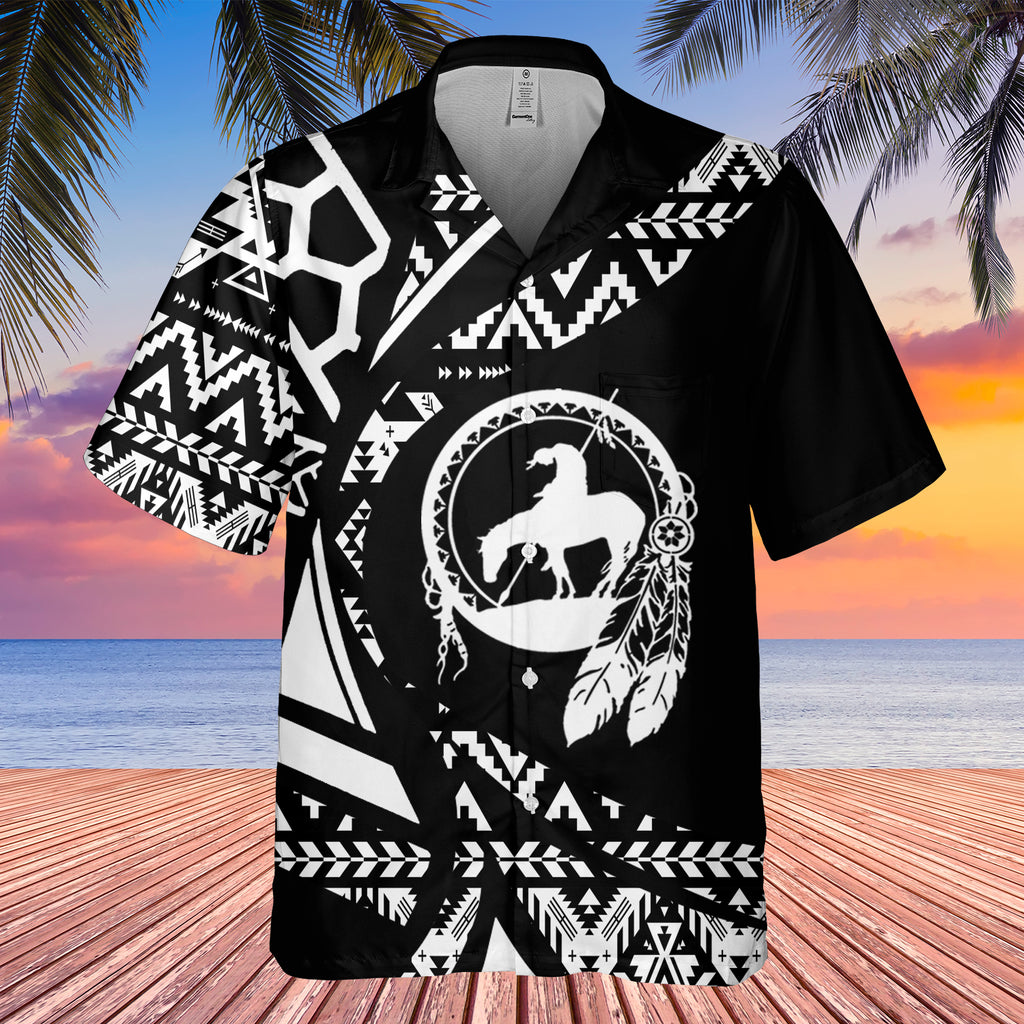 Powwow StoreGBHW001091 Tribe Design Native American Hawaiian Shirt 3D