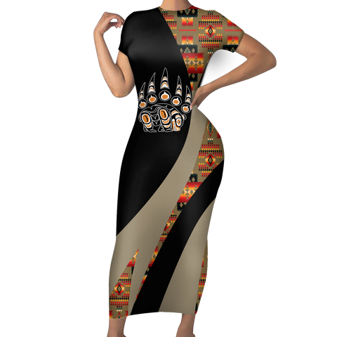 Powwow StoreSBD00172 Pattern Native ShortSleeved Body Dress