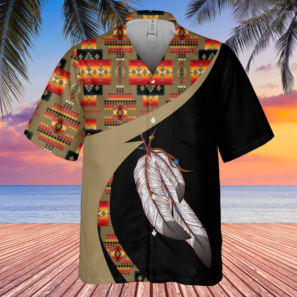 Powwow StoreGBHW000960 Tribe Design Native American Hawaiian Shirt 3D