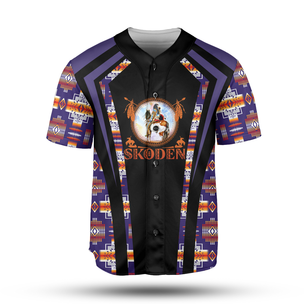 Powwow StoreBJ0006 Pattern Native Baseball Jersey