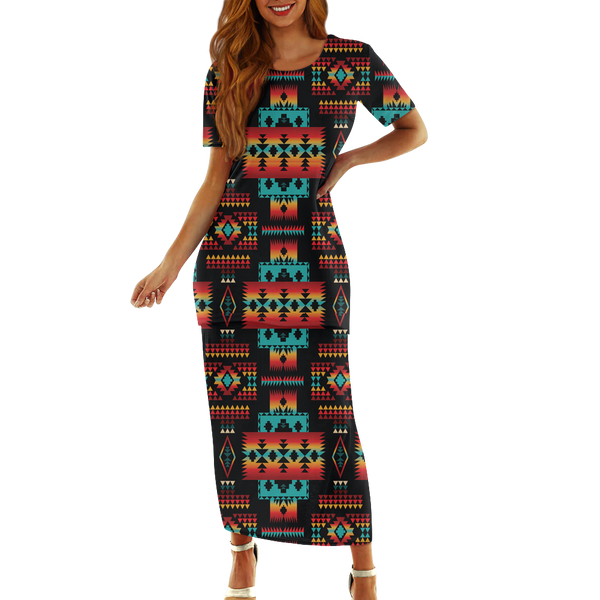 GB-NAT00046-02 Pattern Native Guinea Style Maxi Dress Set – Powwow Store