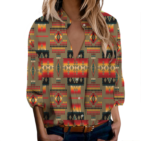 Powwow StoreGBNAT0004604 Tribe Design Native Women's LongSleeved Shirts