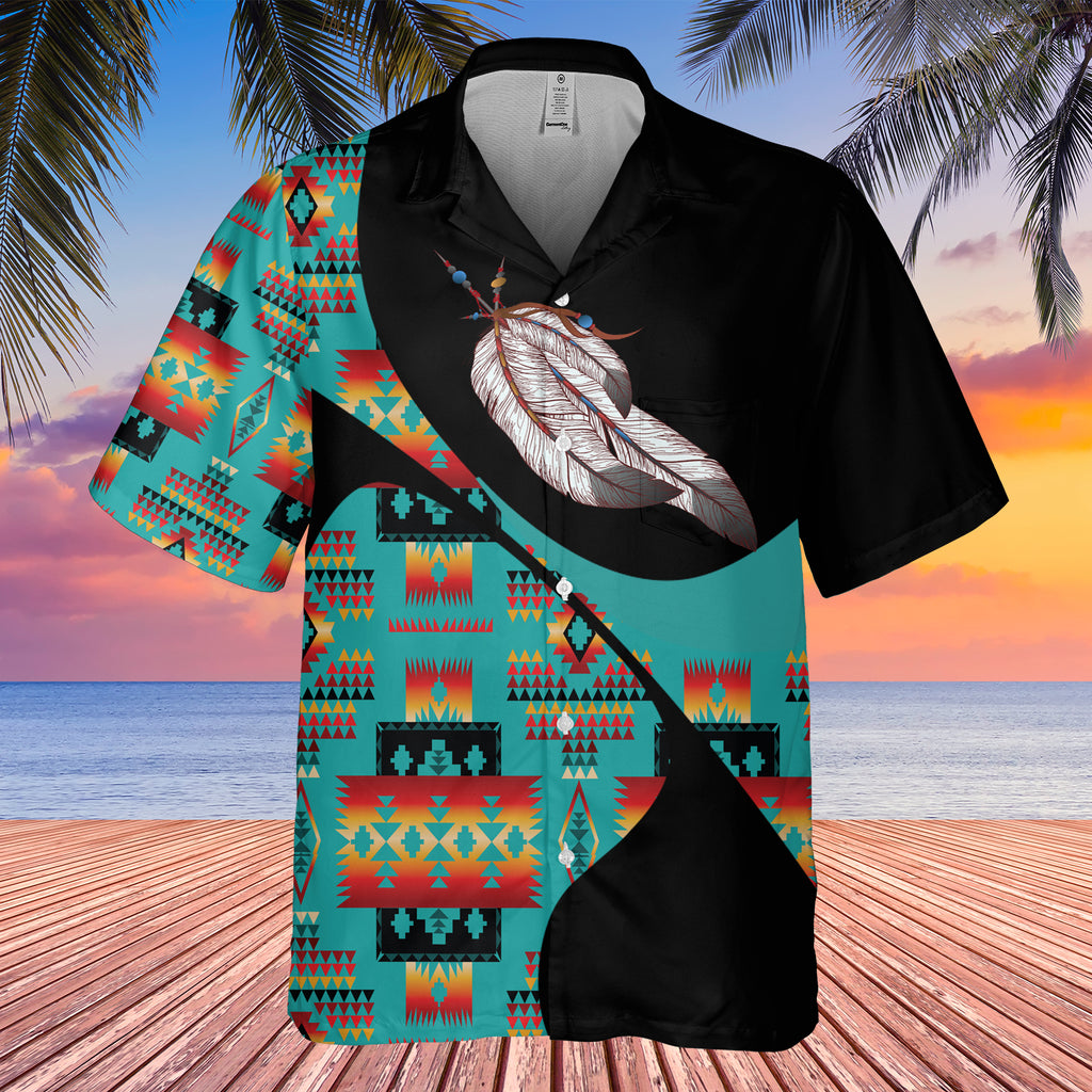 Powwow StoreGBHW001038 Tribe Design Native American Hawaiian Shirt 3D